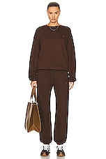 Eterne Oversized Crewneck Sweatshirt in Heather Brown, view 4, click to view large image.