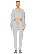 Eterne Thermal Drawstring Pant in Heather Grey, view 4, click to view large image.