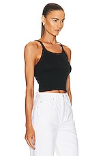 Eterne Cropped Rib Tank Top in Black, view 2, click to view large image.