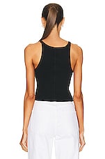 Eterne Cropped Rib Tank Top in Black, view 3, click to view large image.