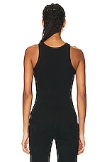 Eterne High Neck Fitted Tank Top in Black, view 3, click to view large image.