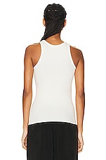 Eterne High Neck Fitted Tank Top in Cream, view 3, click to view large image.