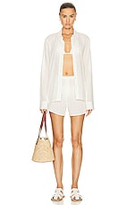 Eterne Jolene Button Down Top in Ivory, view 4, click to view large image.