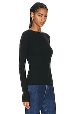 Eterne Long Sleeve Fitted Top in Black, view 2, click to view large image.