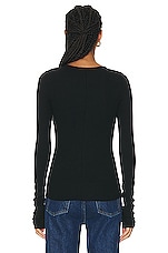 Eterne Long Sleeve Fitted Top in Black, view 3, click to view large image.