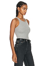 Eterne High Neck Fitted Tank Top in Heather Grey, view 2, click to view large image.