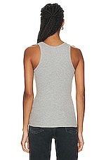 Eterne High Neck Fitted Tank Top in Heather Grey, view 3, click to view large image.
