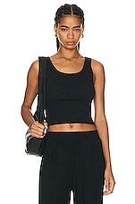 Eterne Cropped Scoop Neck Tank Top in Black, view 1, click to view large image.