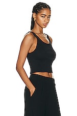 Eterne Cropped Scoop Neck Tank Top in Black, view 2, click to view large image.