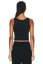 Eterne Cropped Scoop Neck Tank Top in Black, view 3, click to view large image.