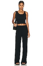 Eterne Cropped Scoop Neck Tank Top in Black, view 4, click to view large image.