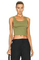 Eterne Cropped Scoop Neck Tank Top in Olive, view 1, click to view large image.