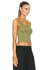 Eterne Cropped Scoop Neck Tank Top in Olive, view 2, click to view large image.