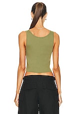 Eterne Cropped Scoop Neck Tank Top in Olive, view 3, click to view large image.