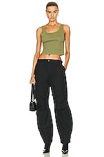 Eterne Cropped Scoop Neck Tank Top in Olive, view 4, click to view large image.