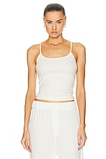 Eterne Thin Strap Fitted Tank Top in Cream, view 1, click to view large image.