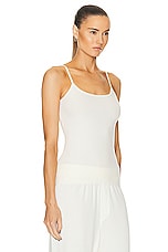 Eterne Thin Strap Fitted Tank Top in Cream, view 2, click to view large image.