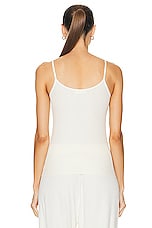 Eterne Thin Strap Fitted Tank Top in Cream, view 3, click to view large image.