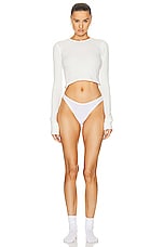 Eterne Cropped Long Sleeve Thermal Top in Ivory, view 4, click to view large image.