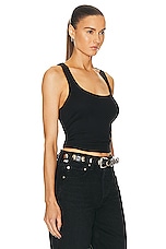 Eterne Rib Racerback Tank Top in Black, view 2, click to view large image.