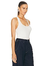 Eterne Rib Racerback Tank Top in Ivory, view 2, click to view large image.