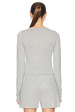 Eterne Long Sleeve Baby Tee in Heather Grey, view 3, click to view large image.