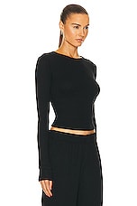 Eterne Long Sleeve Thermal Top in Black, view 2, click to view large image.
