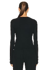 Eterne Long Sleeve Thermal Top in Black, view 3, click to view large image.