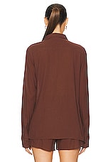 Eterne Jolene Button Down Top in Chocolate, view 3, click to view large image.