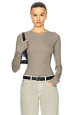 Eterne Long Sleeve Fitted Top in Clay, view 1, click to view large image.