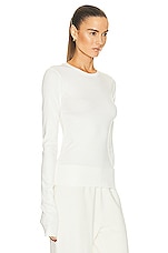 Eterne Long Sleeve Fitted Top in Cream, view 2, click to view large image.