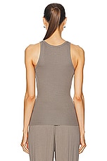 Eterne High Neck Fitted Tank Top in Clay, view 3, click to view large image.