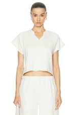 Eterne Terry Raglan Cutoff Top in Cream, view 1, click to view large image.