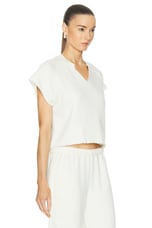 Eterne Terry Raglan Cutoff Top in Cream, view 2, click to view large image.