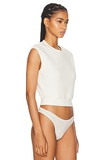 Eterne Sleeveless Crewneck Top in Cream, view 2, click to view large image.