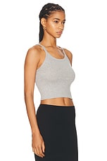 Eterne Cropped Rib Tank Top in Heather Grey, view 2, click to view large image.