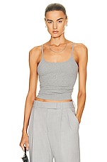 Eterne Thin Strap Fitted Tank Top in Heather Grey, view 1, click to view large image.