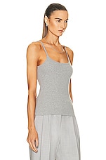 Eterne Thin Strap Fitted Tank Top in Heather Grey, view 2, click to view large image.