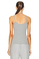 Eterne Thin Strap Fitted Tank Top in Heather Grey, view 3, click to view large image.