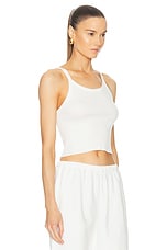 Eterne Cropped Rib Tank Top in Ivory, view 2, click to view large image.