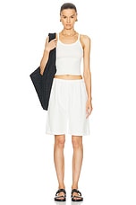 Eterne Cropped Rib Tank Top in Ivory, view 4, click to view large image.