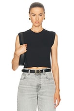 Eterne Cropped Muscle Tank Top in Black, view 1, click to view large image.