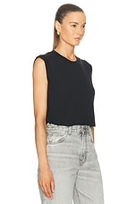 Eterne Cropped Muscle Tank Top in Black, view 2, click to view large image.