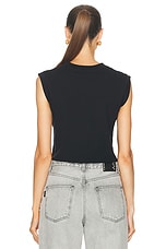 Eterne Cropped Muscle Tank Top in Black, view 3, click to view large image.