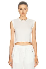 Eterne Cropped Muscle Tank Top in Ivory, view 1, click to view large image.