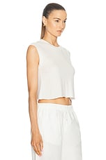 Eterne Cropped Muscle Tank Top in Ivory, view 2, click to view large image.