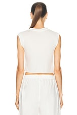 Eterne Cropped Muscle Tank Top in Ivory, view 3, click to view large image.