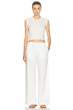 Eterne Cropped Muscle Tank Top in Ivory, view 4, click to view large image.