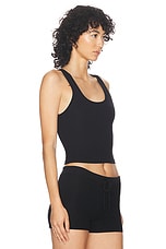 Eterne Square Neck Tank Top in Black, view 2, click to view large image.