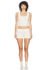 Eterne Square Neck Tank Top in Cream, view 4, click to view large image.